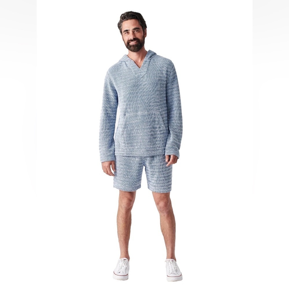 Faherty LARGE 2 pc Whitewater Oversized Cotton Beach Terry Pullover Shorts Set